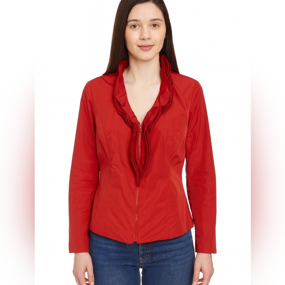 Lafayette 148 New York Designer Luxury Romantic Red Womens Jacket‎ Size 14